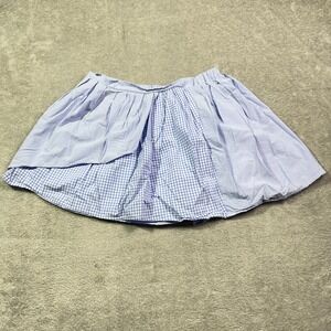 American Eagle Blue Striped Gingham Ruffle Mini Skirt Women's Large Tennis Daily